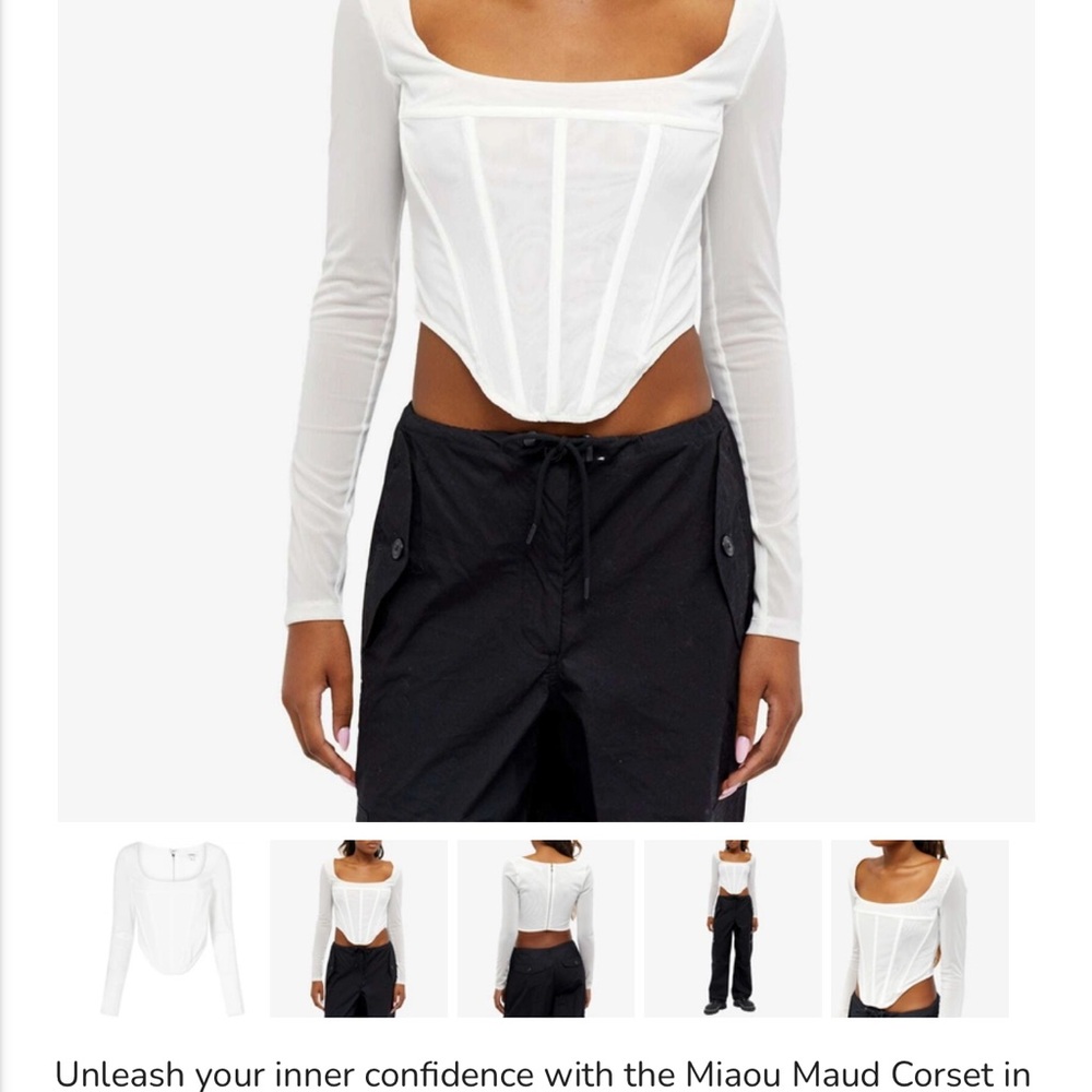 Miaou Maud White Long Sleeve Corset Top